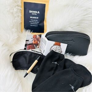 NWT Shinola Travel Toiletry Make Up Eyeglass Pouch + Shinola Hotel Wellness kit